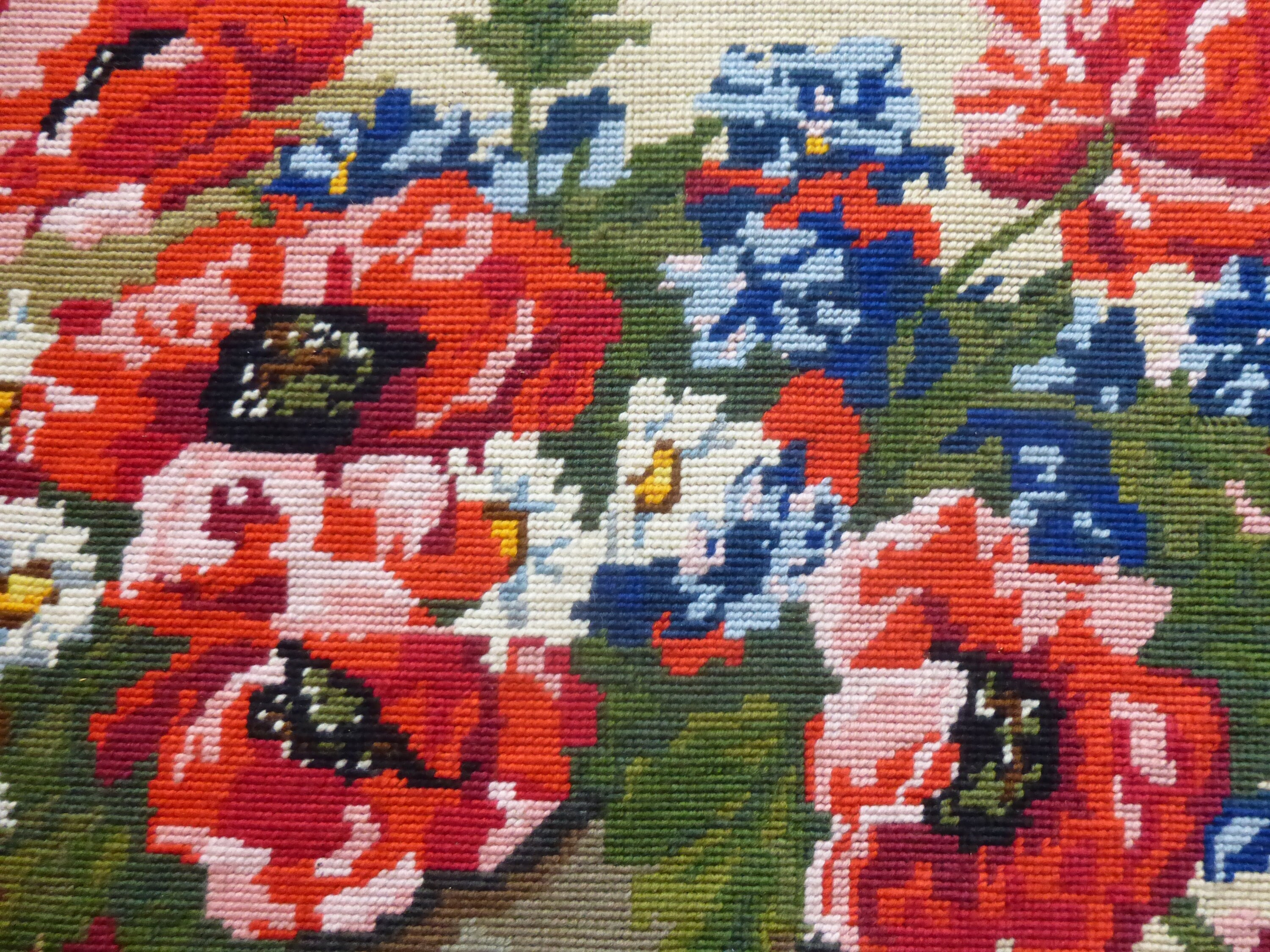 French Vintage Needlepoint Flowers In The Pot Etsy