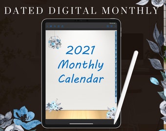 Calendario planificador mensual digital: vinculado para Goodnotes, Notability, Noteshelf y otras aplicaciones para tomar notas en Ipad Pro