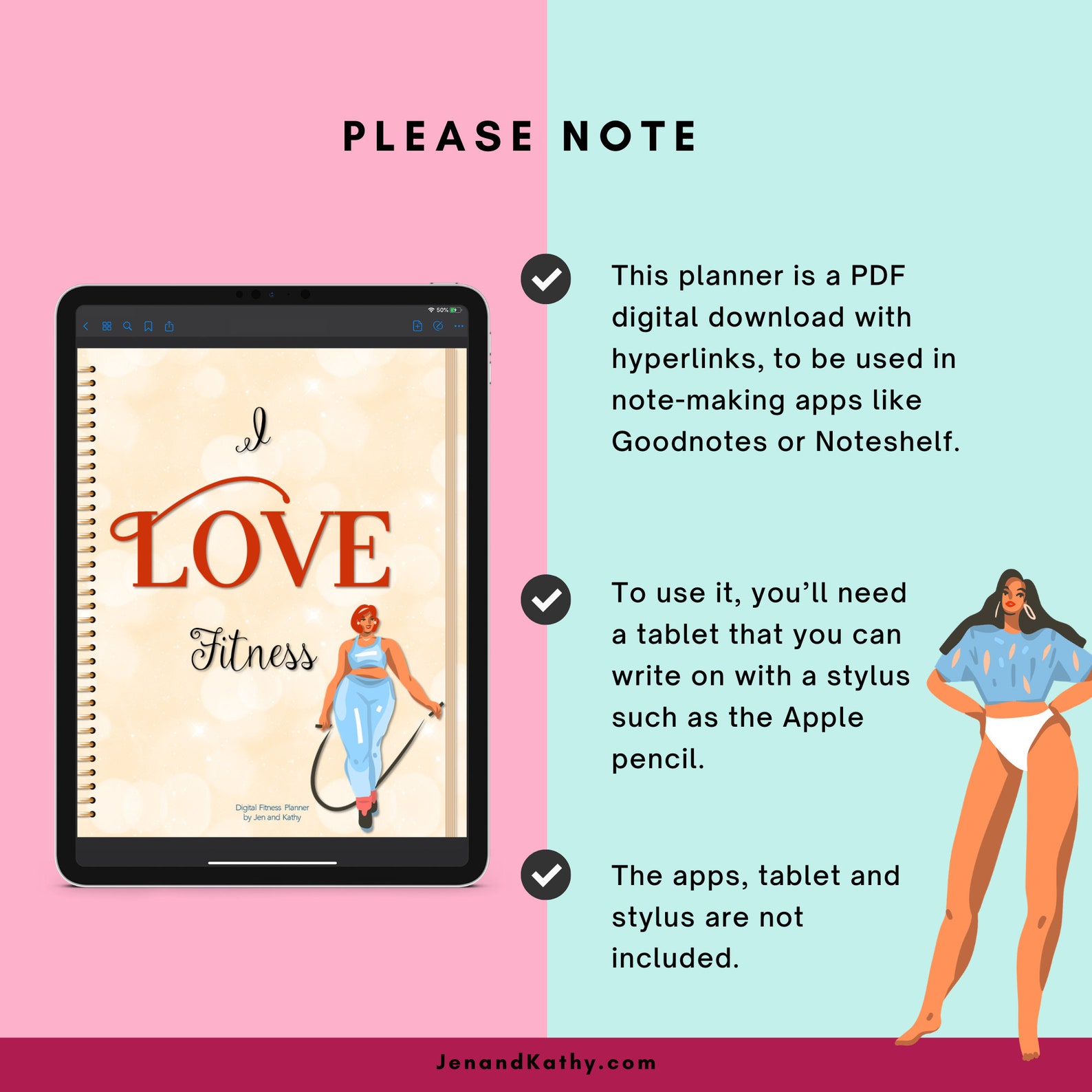 I Love Fitness Digital Planner - for Goodnotes, Notability and Other ...