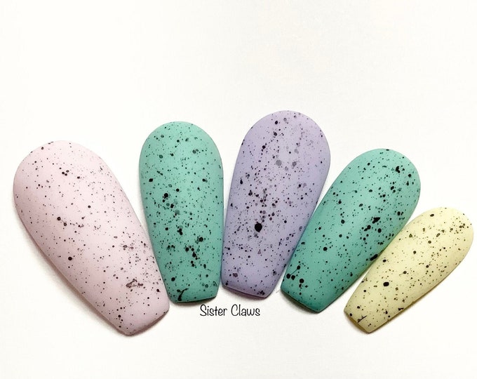 Press On Nails-Chocolate Mini Egg Inspired-Includes Full Set Of 10-Spring/Easter Nail Design