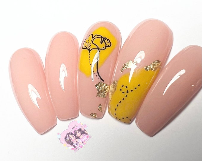 Press On Nails|Spring Nail Design|Includes Full Set Of 10|Flower Nail Design|Modern Chic