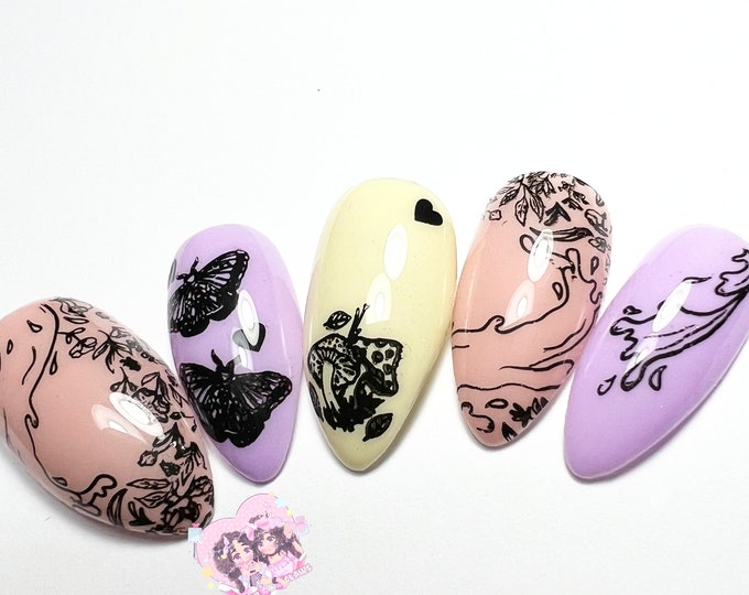 Press On Nails|Enchanted Garden|Spring Nails|Summer Nails|Includes Full Set Of 10|