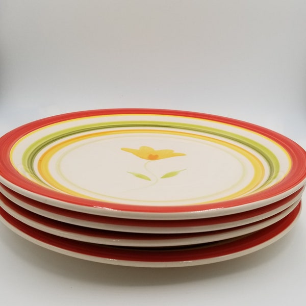 Gibson Everyday and JR2 Ceramic Dinner Plates, Fall Colors, Leaf Pattern, Mixed Patterns, Sold Separately, Eight Plates Total