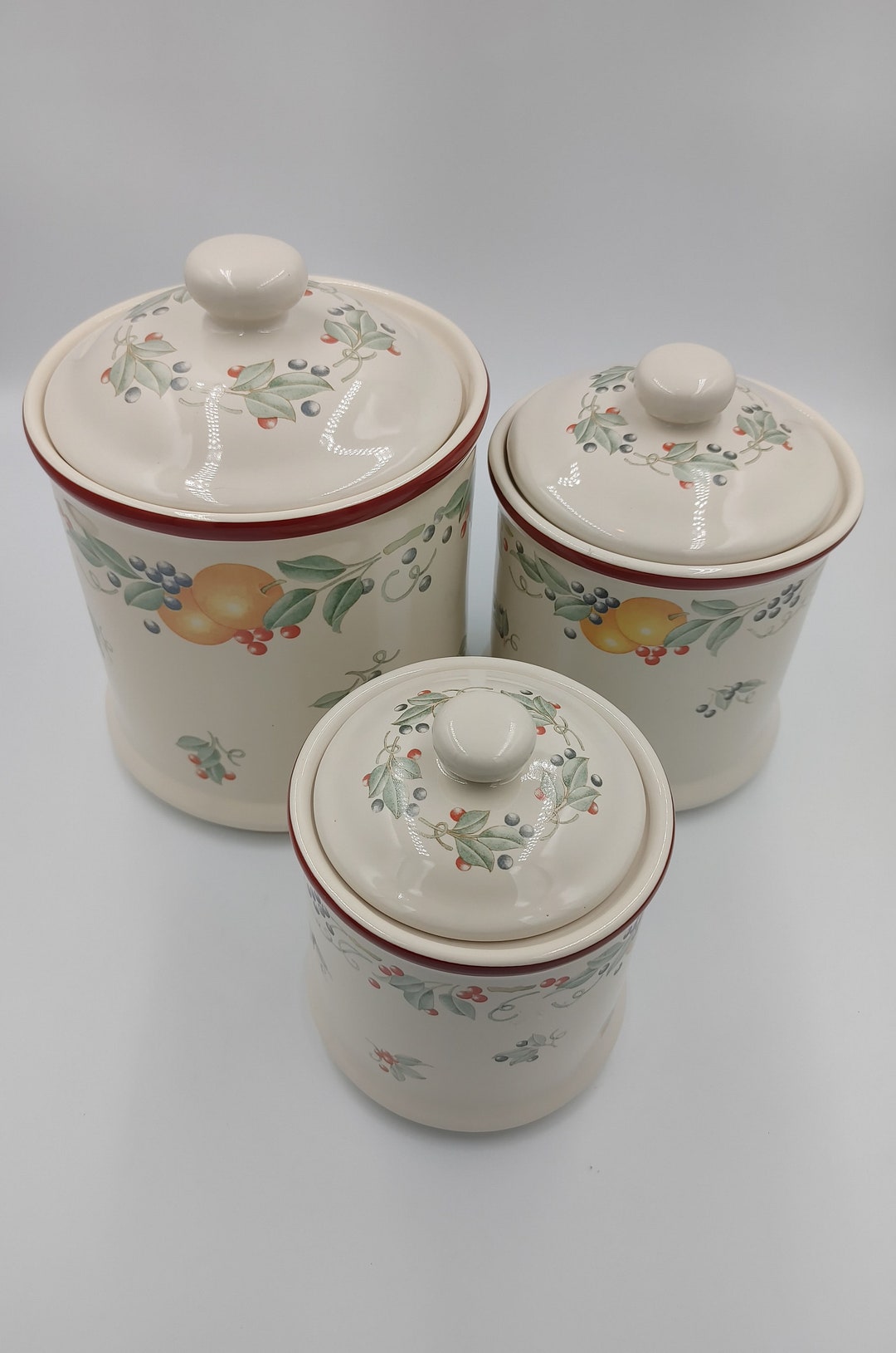 Vintage Corelle Abundance Fruit Canister Set by Jay Imports, Set of 4