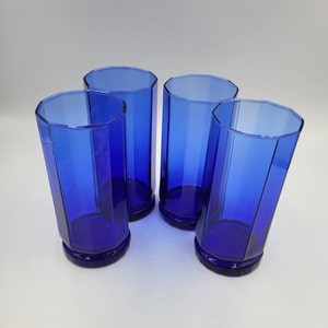 Anchor Hocking Essex Cobalt Blue Glass Tumbler, 4 Available, SOLD SEPARATELY, Octagonal Shaped, Pedestal Base, Replacement Piece