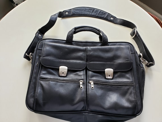 Vintage Samsonite Black Leather Computer Bag | Etsy