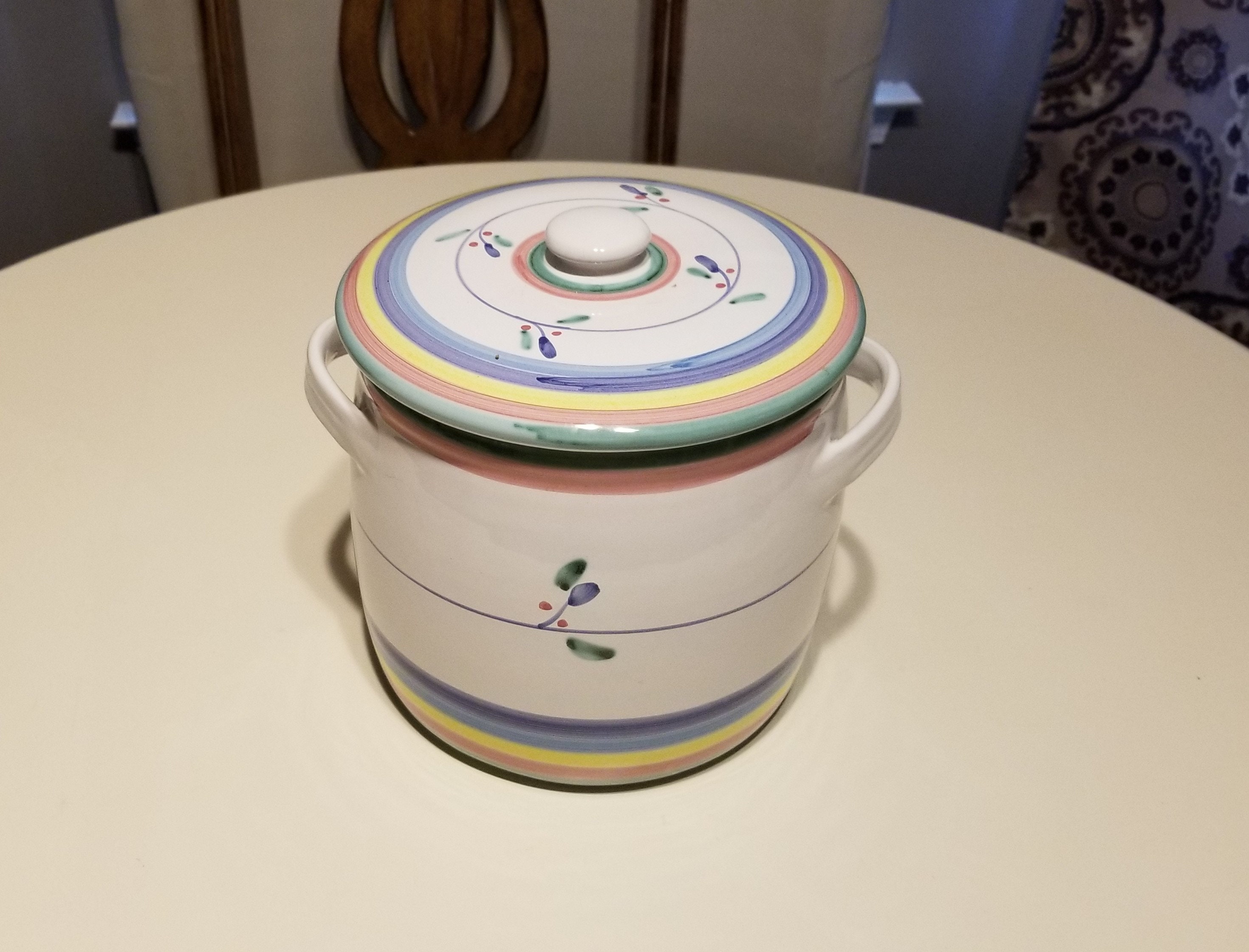 Salvo pattern Caleca Ceramiche Bean Pot with Lid Italian Pottery Home ...