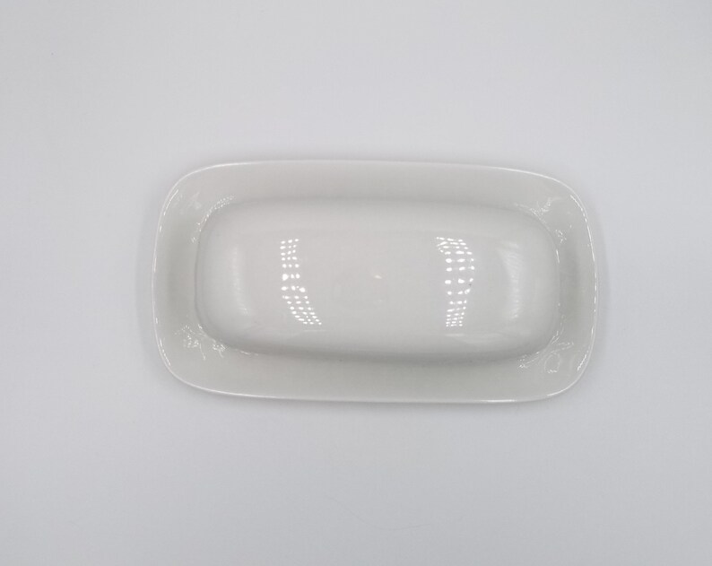 White Butter Dish by Lynn's Stoneware, Embossed Vegetable Imagery on sides image 5