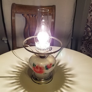 Romantic Milk Glass Table Lamp with Hurricane Shade