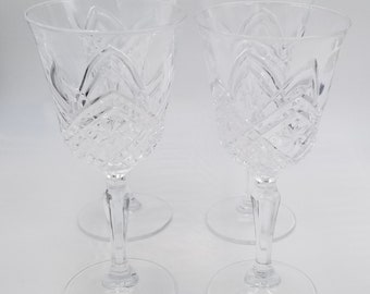 Vintage Cut Crystal Wine Glasses, Pinwheel Pattern, Set of 4, Great for Brunch, Water Glasses