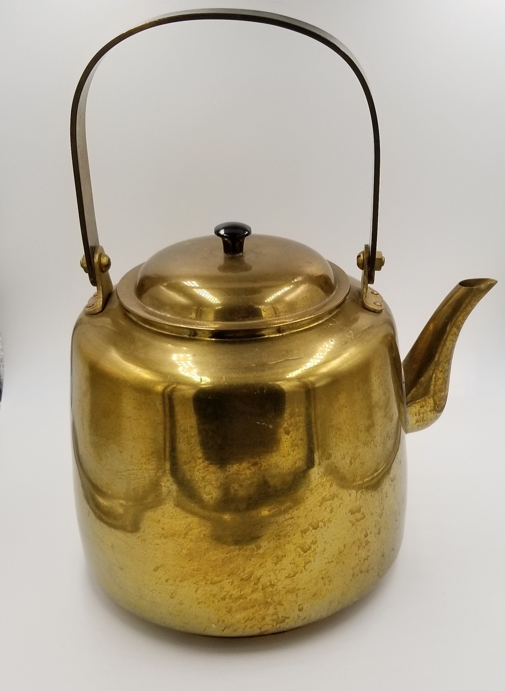 Large Woco Hong Kong Rustic Brass Tea Kettle With Lid Etsy