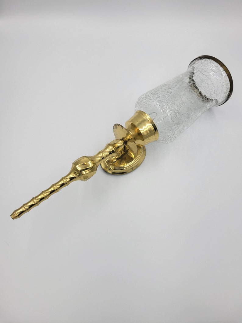 Crackled Glass Solid Brass Candle Holder