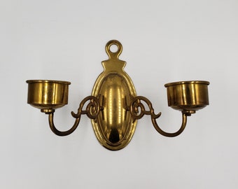 1980s Brass Candle Sconces, Set of 2, Vintage, Brass Candlesticks