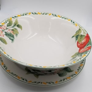 Julie Pople Country Fruit Collection 10.5” Round Serving Bowl and 10.75&quot; Large Serving Dish, Set of 2