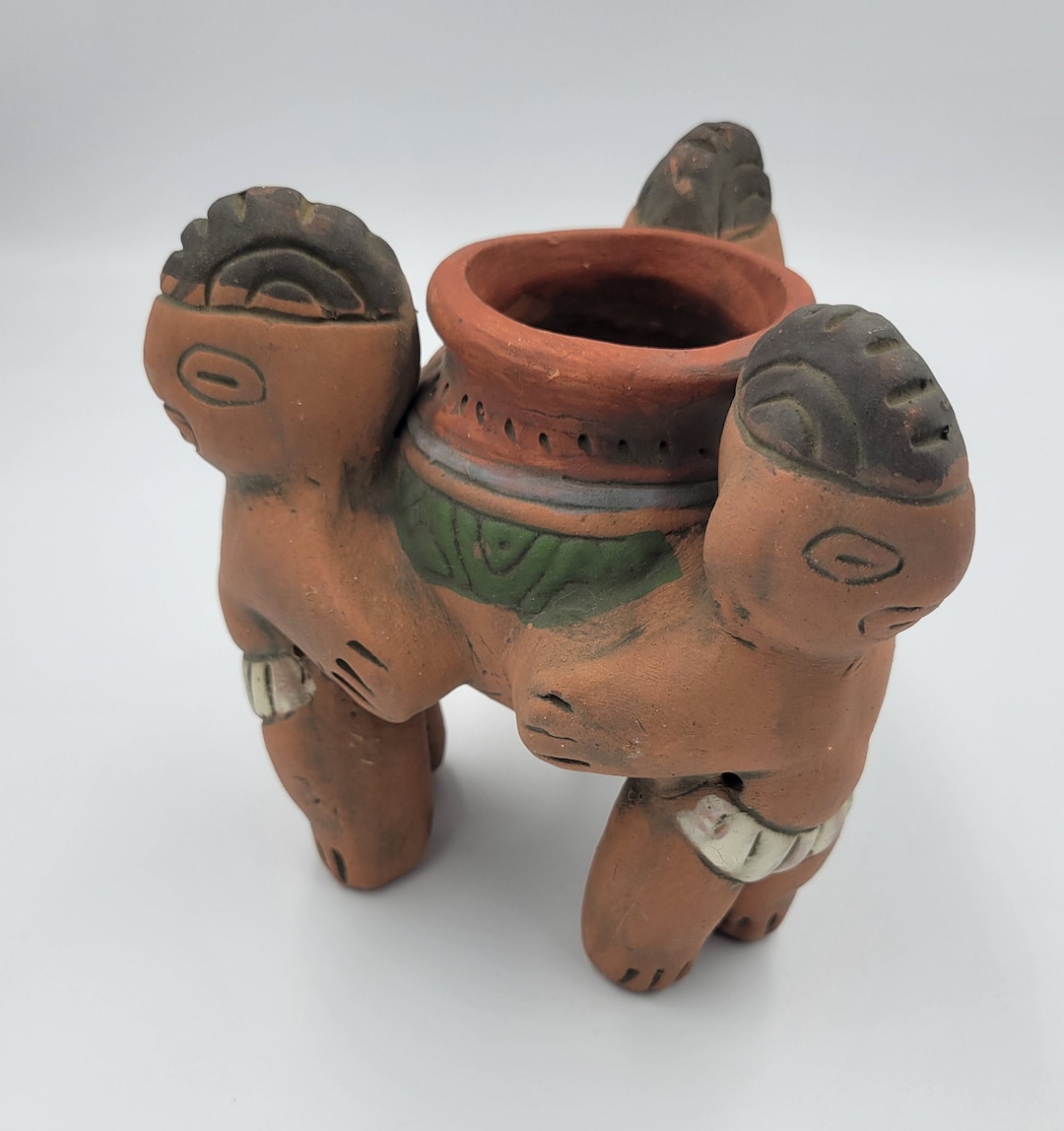 Vintage Mayan Aztec Colima Terra Cotta Clay Sculpture Pot, Crafted in ...
