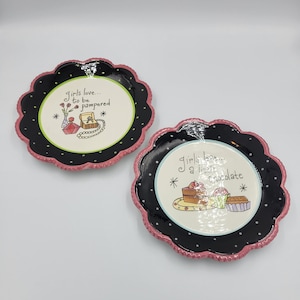 Certified International Girls Love Dessert Plates, by Lori Siebert, Set of 2, Replacement Pieces