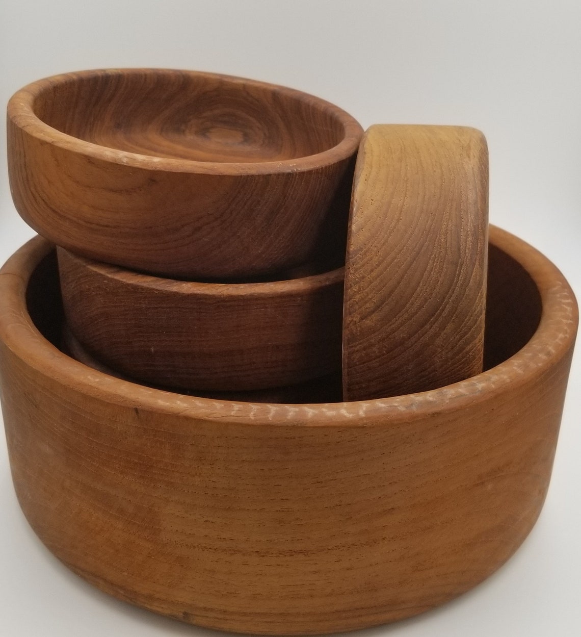 Vintage 1980s R. H. Macy's Teak Wood Salad Bowl Set Set Etsy