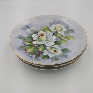 Lefton China Decorative Plates, Set of 3, Hand painted, #SL2816, Florals, Wall Art, Wall Decor