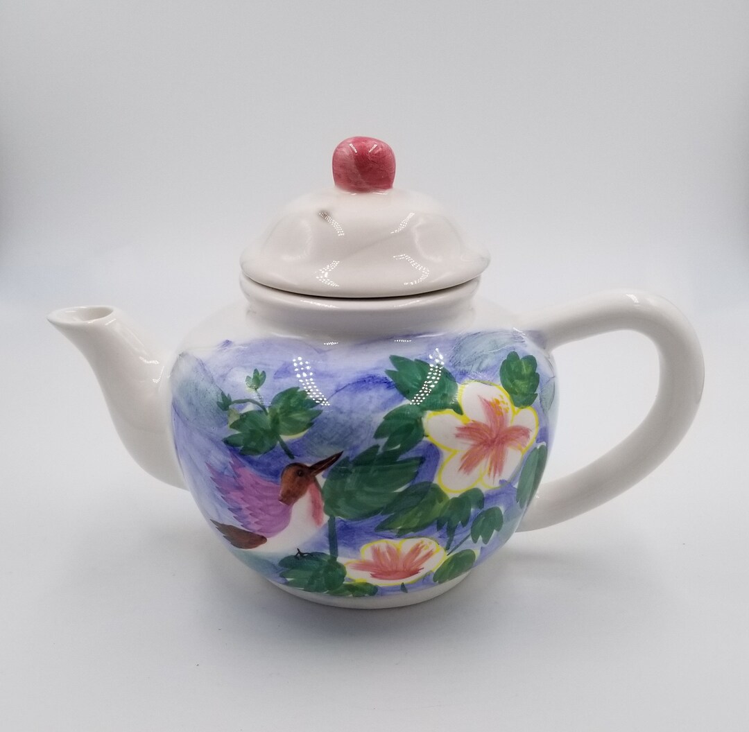 Handpainted Birds and Bloom Teapot - Etsy