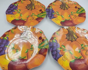 Fall Harvest Snack Plates, Set of 6, Melamine, Appetizer plates