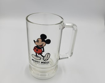 1980s Mickey Mouse Beer Mug Tankard, Footed Mug, Heavy Weight, Walt Disney Productions