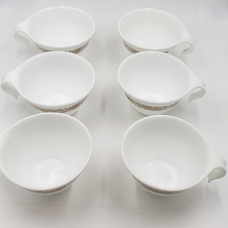 Set of 6 1970s Corelle Pyrex Woodland Brown teacups