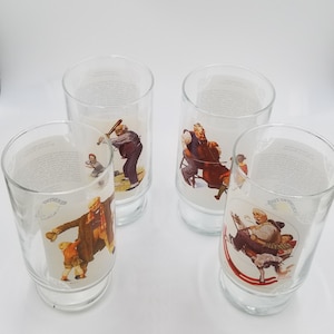 Norman Rockwell Tumblers by Country Time Lemonade, Promo Glasses, 16 ounces, Set of 4