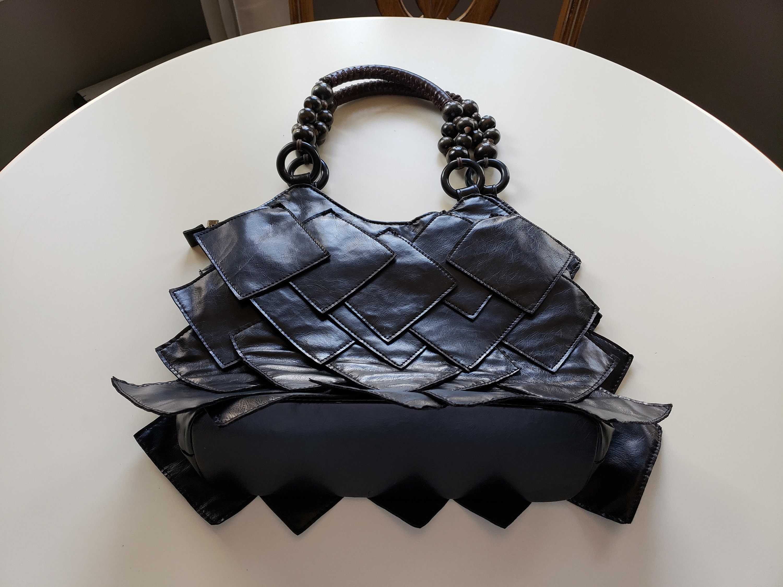 STUDIOCULT Vegan Leather Binder Clip Bag Novelty Purse - Retro