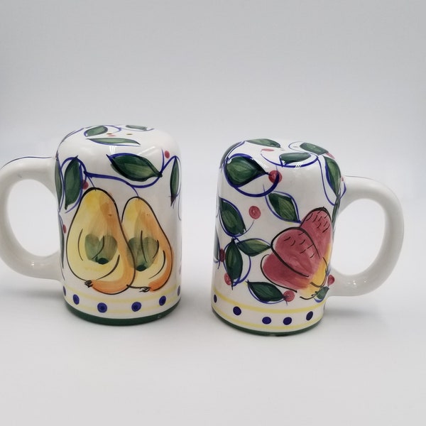 Polish Pottery STYLE Fruit & Floral Salt and Pepper Set, Set of 2