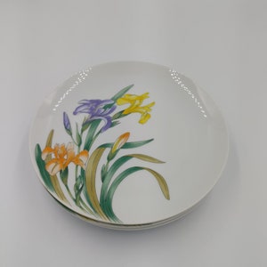 1981 Porcelain Shafford Jardin des Iris Salad Plates, Sandwich Plates, Luncheon Plates, Set of 3