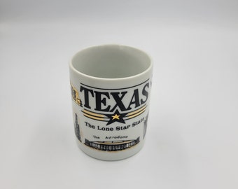 Texas The Lone Star State Coffee Mug, Black and Gold, Texas Landmarks Featured