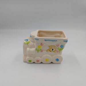 Vintage Coordinating Baby Nursery Planters, Choo Choo Train, Pink Bowed Booties, Gift for New Parents, Gift for Baby, Set of 2