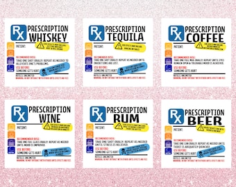 処方箋ラベル PNG バンドル、面白い PNG バンドル、飲酒クリップアート、面白いクリップアート、デジタルダウンロード、昇華、PNG 圧縮ファイル
