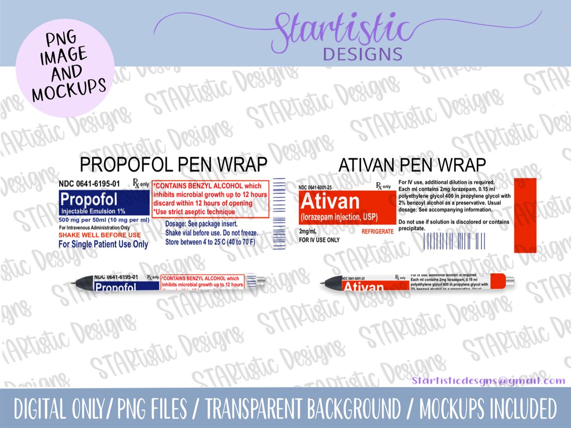 Propofal-ativan Pen Wrap, Funny Pen Wraps, Medicine Pen Wrap, Nurse Pen ...