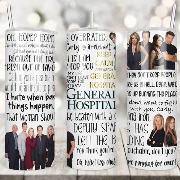 General Hospital, PNG , Soap Opera, Tv Soaps, Fan Page, TV Show, 20oz Skinny Tumbler, Digital Downloads, Sublimation, Waterslide, PNG