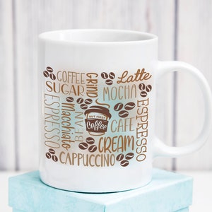 Coffee, Grind, Latte, Mocha, Sugar, Cream, Cappuccino, Expresso, Bean , Tumbler, Image Digital, Decal, Waterslide, Sublimation, PNG
