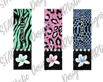 Sassy, Classy, zebra Print, Leopard Print, flowers, pen wrap, inkjoy pens, 3 wraps, Image Digital, Decal, Waterslide, PNG