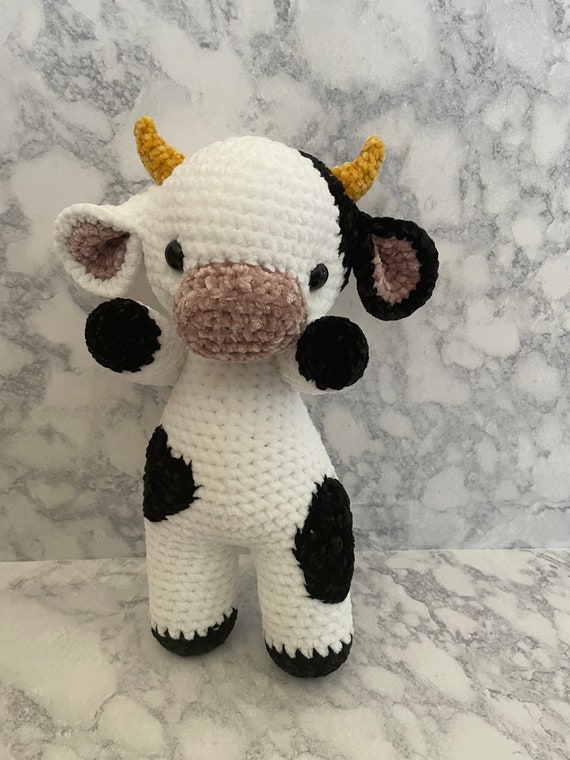 Crochet Cow, Hand Made Stuffed Animal, Crochet Stuffy 