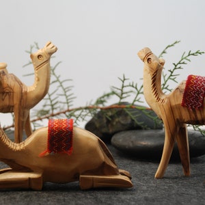 Nativity olive wood camel set figures from the Holy land| Christmas tree olive wood Camel decoration
