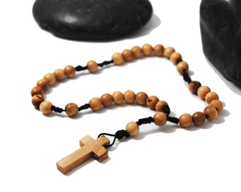 Olive wood beaded rosary from Jerusalem the Holy land