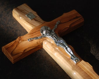 Croix murale en bois d'olivier, croix crucifix en bois sculpté de Jérusalem, terre sainte