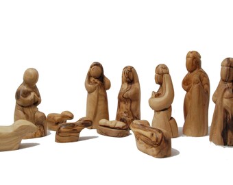 Olivenholz Krippenfiguren Kuh Esel Kamel handgeschnitzt Szene Weihnachtsbaum gesichtslose Figuren Set Geschenk aus Bethlehem aus dem Heiligen Land