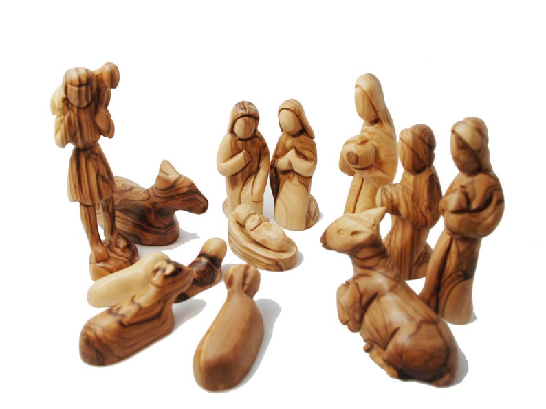 Unique olive wood nativity figures hand carved scene Christmas t Unique olive wood nativity figures hand carved scene Christmas t