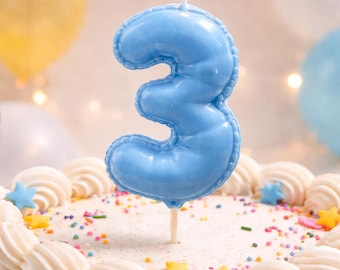 Vela de cumpleaños con número estilo globo