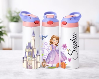 Gepersonaliseerde Princess Sofia-waterfles – Castle Design-schoolfles voor kinderen