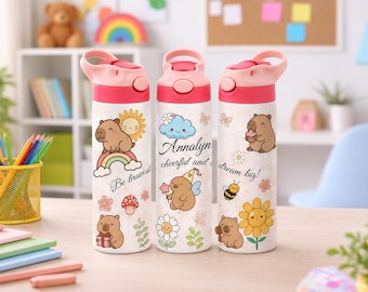 Personalized Capybara Kids Water Bottle | Insulated Stainless Steel, Back to School Gift