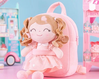 Personalised Girls Doll Backpack, Pink Princess Backpack, Detachable Doll, Nursery Preschool Bag, Birthday Gift for Girl