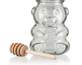 Bear shape  food storage glass jar for honey candy candle use with silver lid 80 g