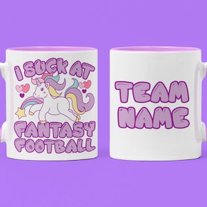 I Suck At Fantasy Football Loser Mug, Funny Unicorn Fantasy Football Last Place Punishment Coffee Mugs, Fantasy League Draft Gifts, Tumbler