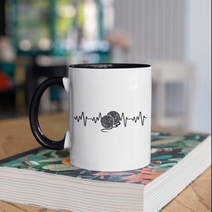 Crochet Yarn Knitting Heartbeat Mug, Funny Crocheting Knitting Coffee Mugs, Yarn Knitter Crocheter Gift, Gifts,  Tumbler